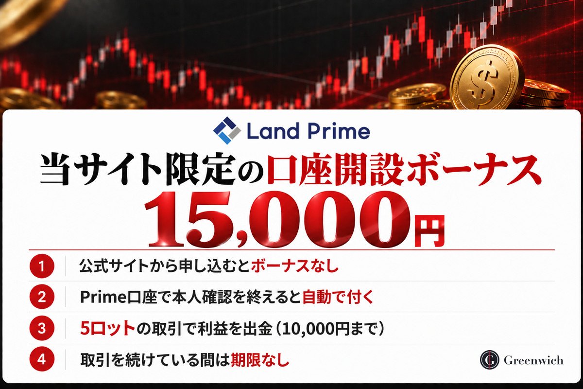 Land Primeの当サイト限定の口座開設ボーナス